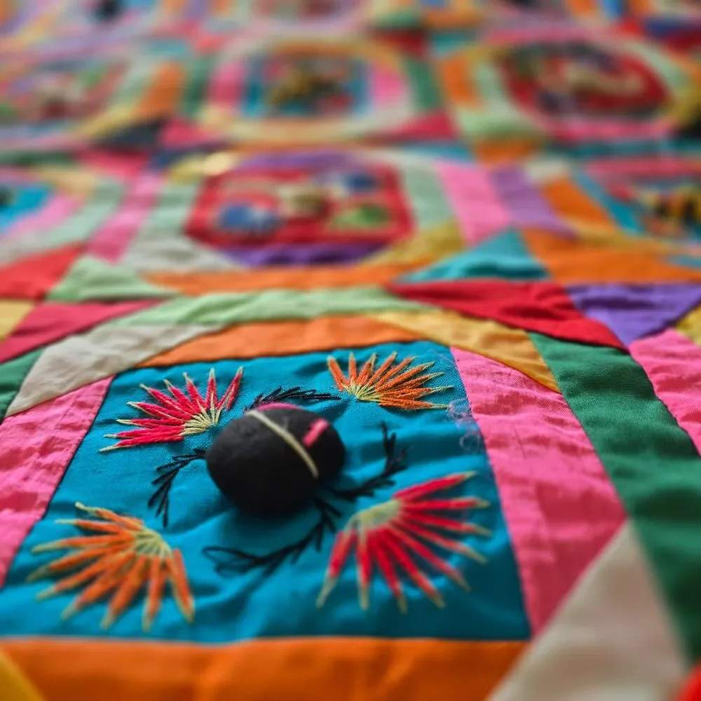 Vintage bai jia bei – a “one hundred families quilt” from Northern China.